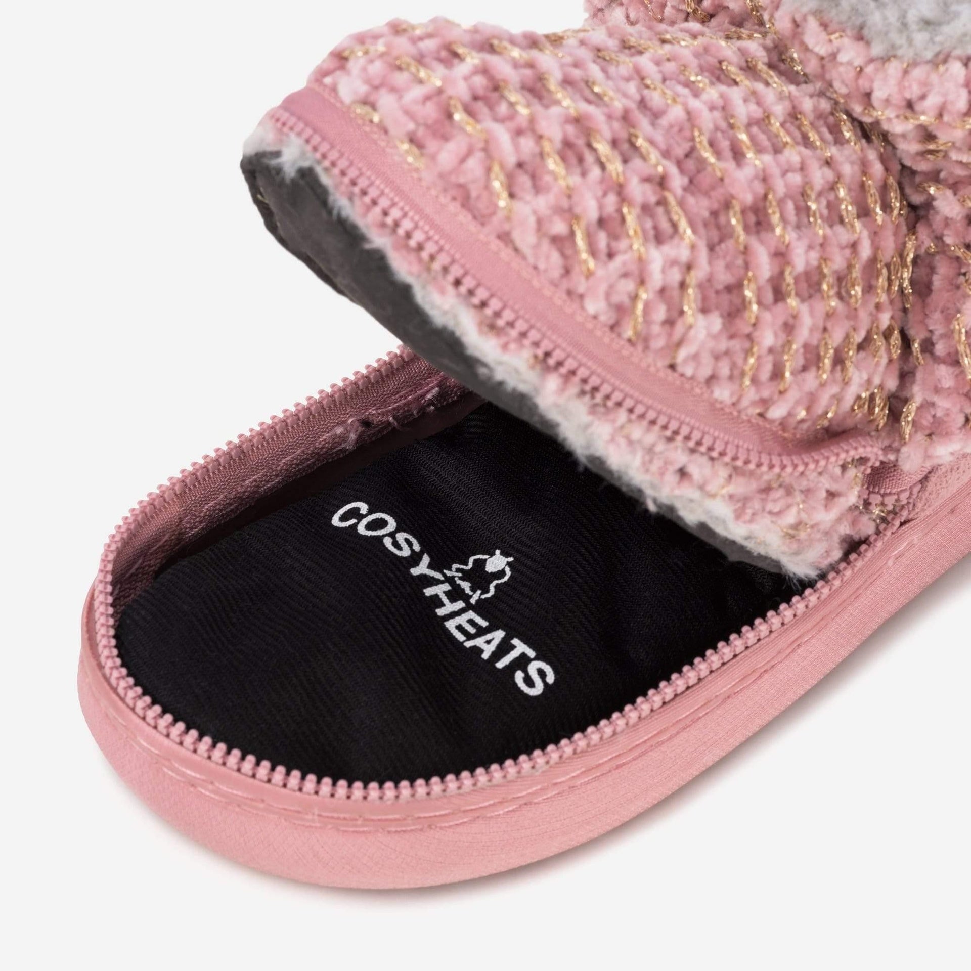 LADIES COSYHEATS PINK CHENIELLE SLIPPER BOOTIE (MICROWAVEABLE)